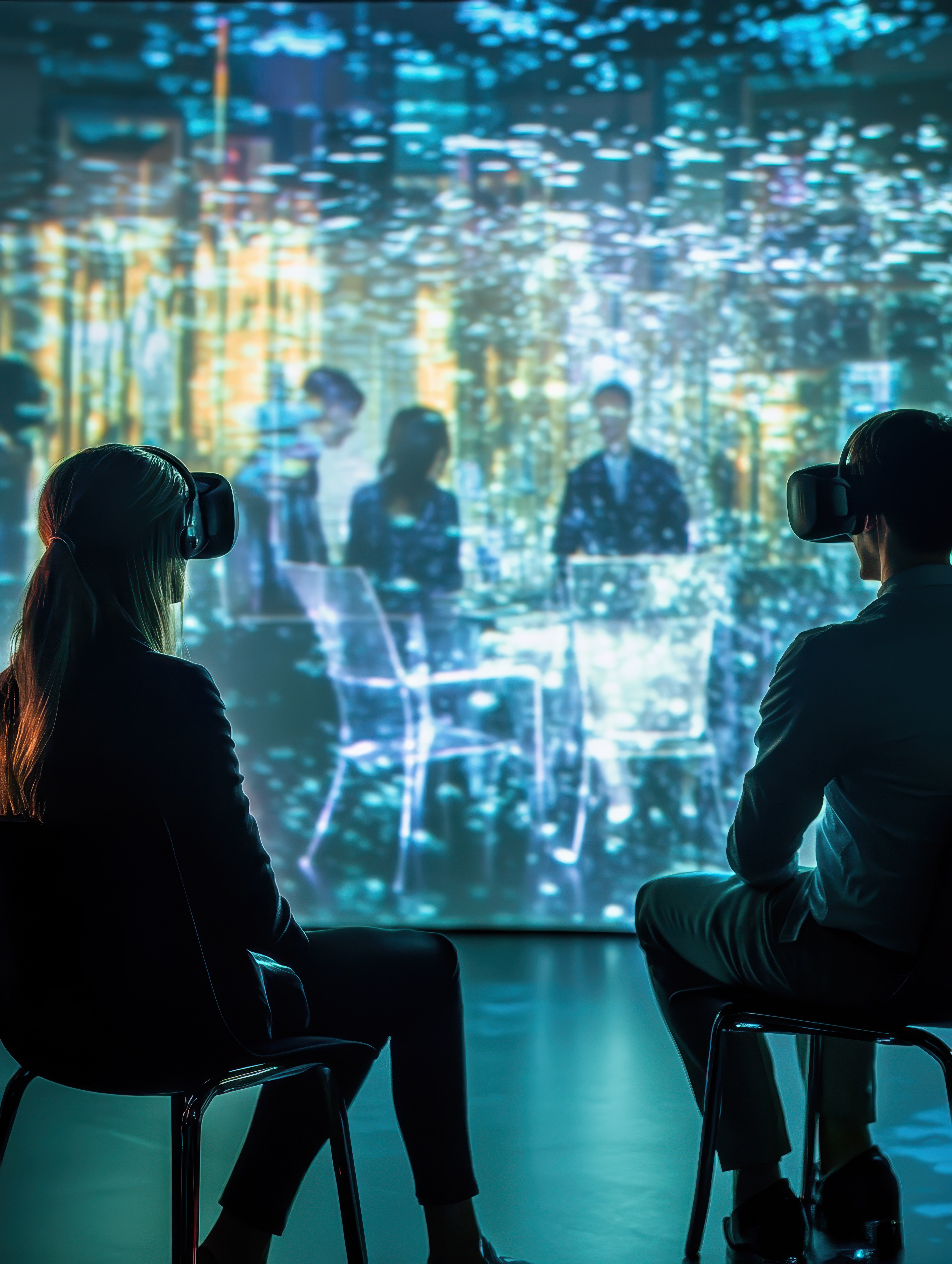 Deux personnes avec des casques de réalité virtuelle