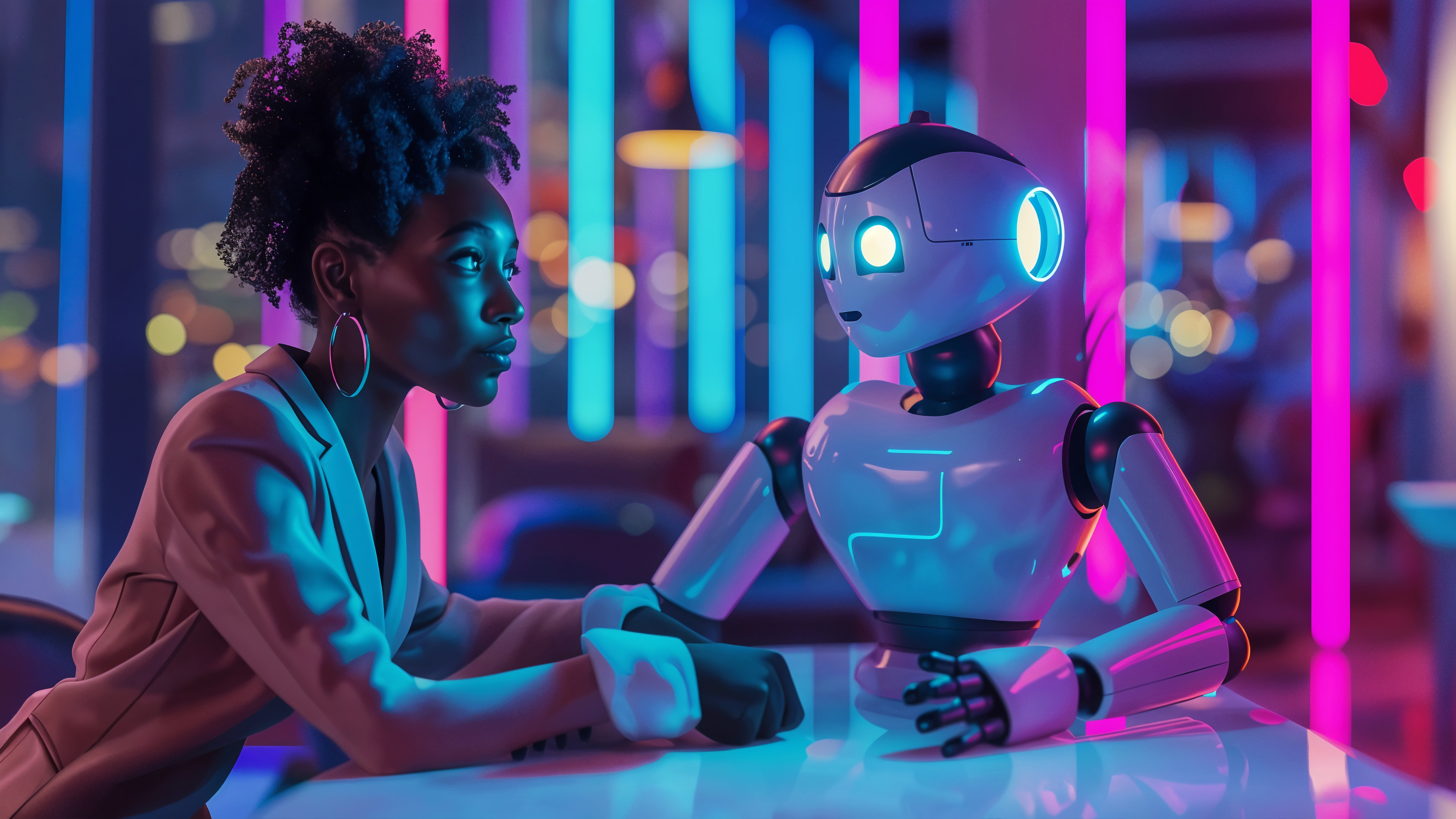 Interaction entre une femme et un robot